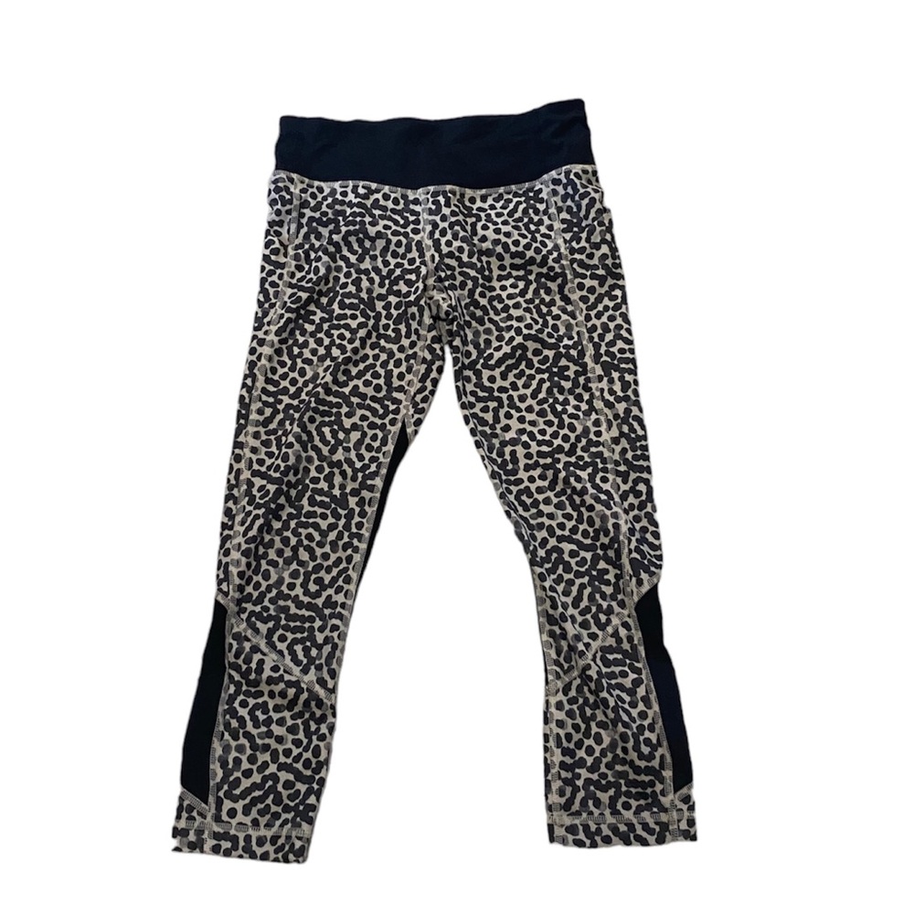 Lululemon Women’s Cheetah Animal Print Workout Leggings Black Tan Size 4
